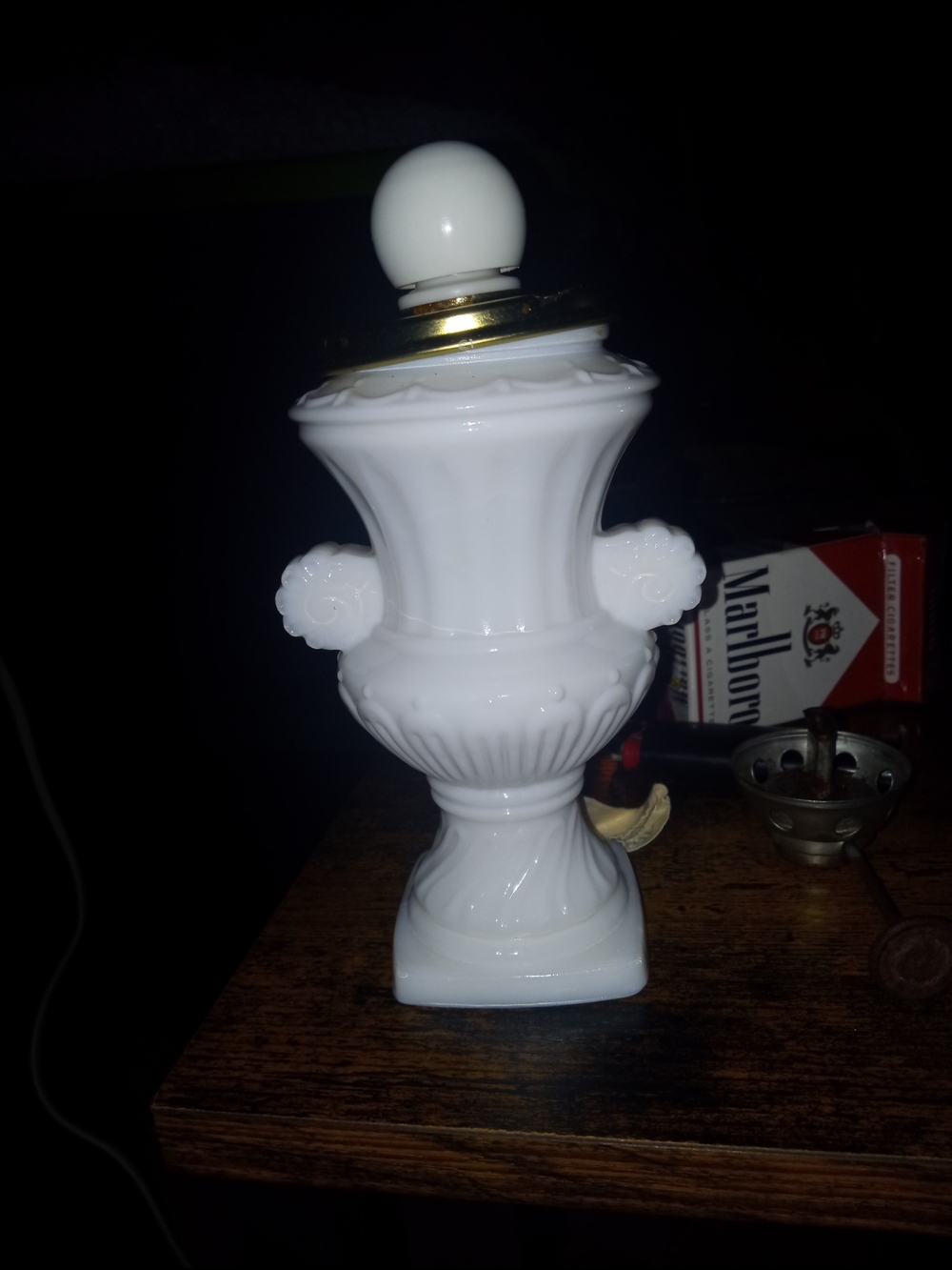 Avon Glossy White Ceramic Urn Lamp